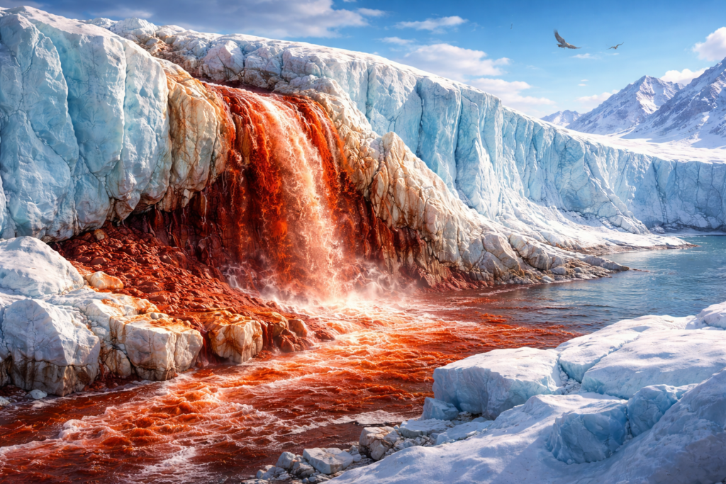 Blood Falls Nam Cực – dòng thác đỏ từ sông băng Taylor