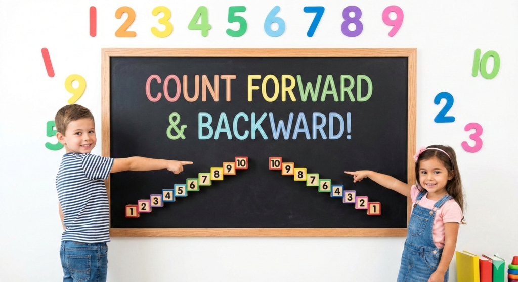 Trẻ học toán bằng đếm tiến đếm lùi như trò chơi